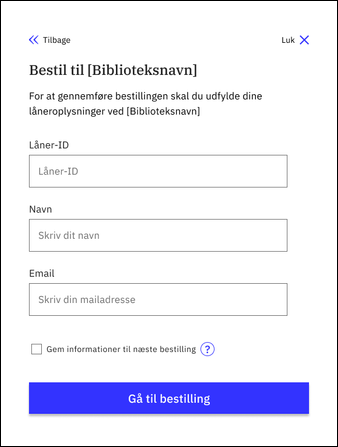 Bestilformular uden login